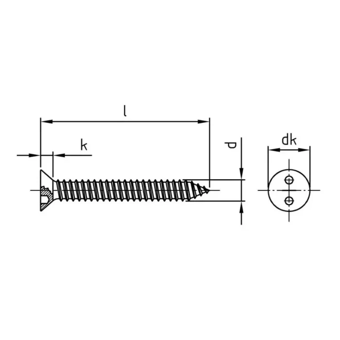100 Stk. Blechschrauben Senkkopf A2 Art. 9102 6,3 x 19 mm