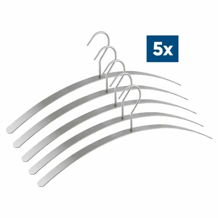 5x Kleiderbügel flach, offenes Auge, Edelstahl