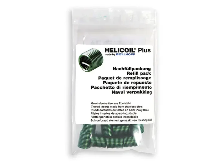 HELICOIL® Plus Free Running Gewindeeinsätze, Nachfüllpackung, Metrisches Regelgewinde, Edelstahl A2 – M3 x 6 mm 20 Stück