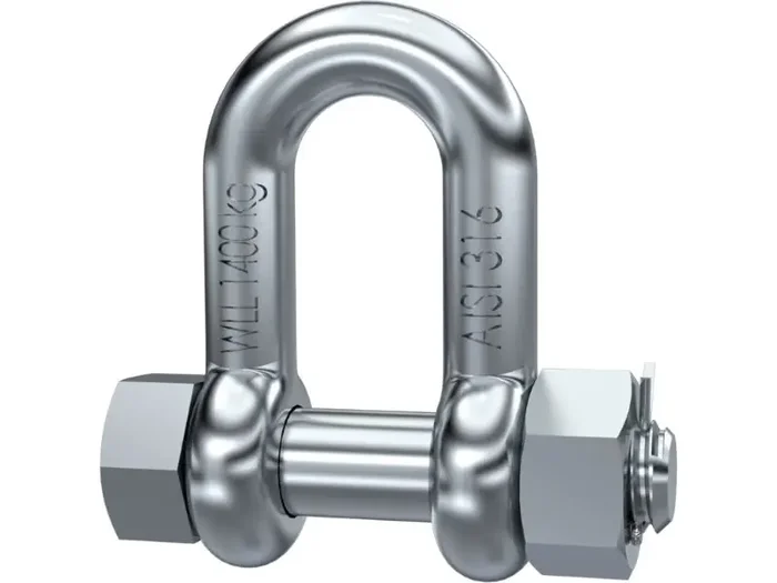 Schäkel mit Sicherungsbolzen, gerade, geschmiedet, Edelstahl A4 M8658 – 9,5 mm
