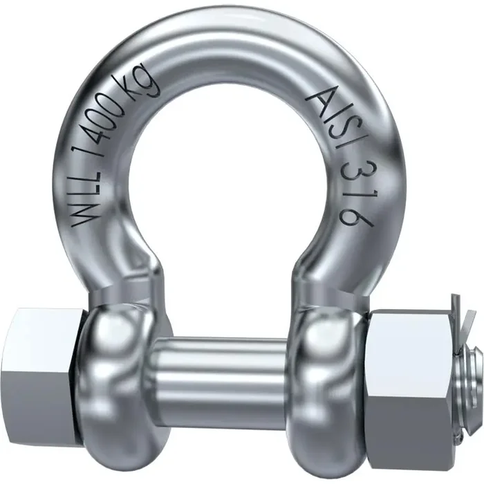 Schäkel mit Sicherungsbolzen, geschweift, geschm., Edelstahl A4 M8660 – 8,0 mm